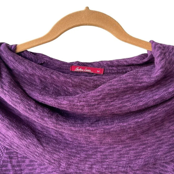 BARBARA LESSER Women's Cowl-neck Tunic Sweater Size M Purple Long Sleeve Stretch - Picture 3 of 3